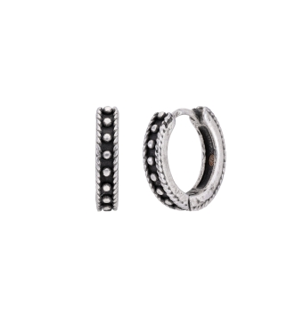 PENDIENTES ARO MAREA HOMBRE C00101/40 ACERO 3.5X17 MILÍMETROS BORDE TRENZADO Y CENTRO NEGRO