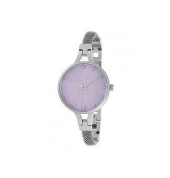RELOJ MAREA MUJER CAJA METAL ESFERA MALVA CIRCONITAS CADENA ACERO MALLA