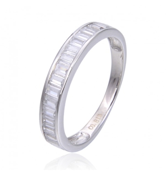ANILLO MUJER PLATA DE LEY 925 MEDIA ALIANZA CON CIRCONITAS BAGUETTE