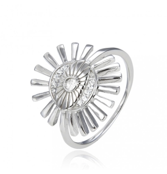 ANILLO MUJER PLATA DE LEY 925 FORMA DE SOL CON OJO TURCO 18 MILÍMETROS