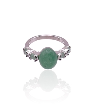 ANILLO LINEARGENT MUJER PLATA DE LEY 925 BAÑO DE RODIO PIEDRA NATURAL VERDE 10 MILÍMETROS