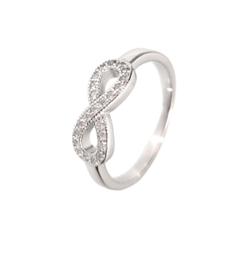 ANILLO MUJER PLATA DE LEY 925 INFINITO CIRCONITAS BLANCAS ANCHO 5 MILÍMETROS