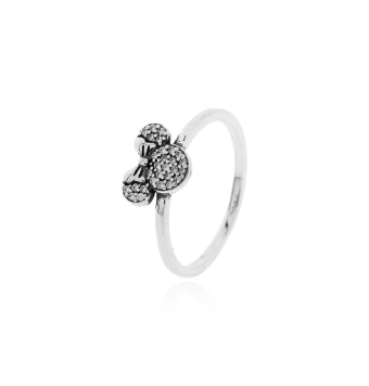 ANILLO MUJER PLATA DE LEY 925 BAÑO DE RODIO MOTIVO RATÓN LAZO CON CIRCONITAS BLANCAS