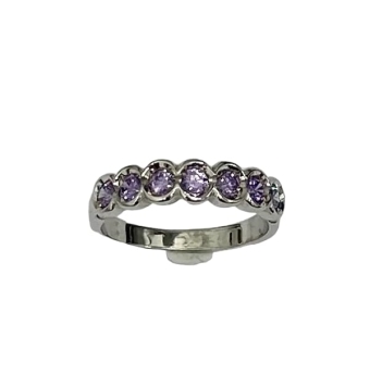 ANILLO MUJER HURJO DISEÑO PLATA DE LEY 925 MEDIA ALIANZA CON 7 CIRCONITAS MALVA GARRA