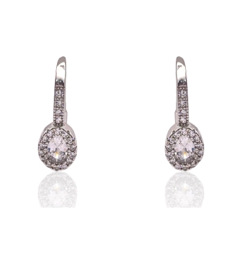PENDIENTES PLACARI CORTOS CHATÓN MUJER PLATA DE LEY 925 CON PIEDRA Y CIRCONITAS 5 MILÍMETROS 15X11 MILÍMETROS