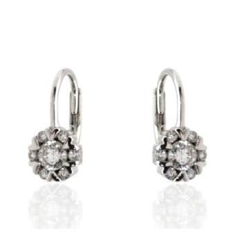 PENDIENTES ATLÁNTIDA MUJER PLATA DE LEY 925 BALLESTILLA PIEDRA BLANCO Y CIRCONITAS BLANCAS 7X14 MILÍMETROS
