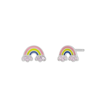 PENDIENTES MAREA NIÑA PLATA DE LEY 925 RODIADA D03001/BU ARCOIRIS 8 MILÍMETROS ESMALTE ROSAVERDE AZUL PURPURINA CIERRE PRESIÓN
