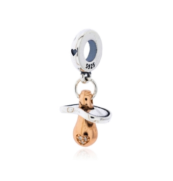 ABALORIO CHARM PLATA DE LEY 925 CHUPETE IP ROSA CIRCONITAS BLANCAS
