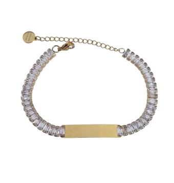 PULSERA LESTOR ACERO CHAPADO DORADO ESCLAVA CON PULSERA CIRCONITAS BAGUETTE ANCHO 7 MILÍMETROS LARGO 18-23 CENTÍMETROS