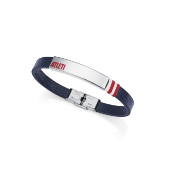 PULSERA VICEROY ATLÉTICO DE MADRID HOMBRE ACERO Y PIEL AZUL LARGO 21.5 CENTÍMETROS