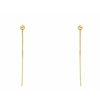 PENDIENTES MUJER ORO AMARILLO 18 KILATES BOLA 3 MILÍMETROS CON CADENA VENECIANA EN FORMA DE CASCADA 60 MILÍMETROS CIERRE PRESIÓN