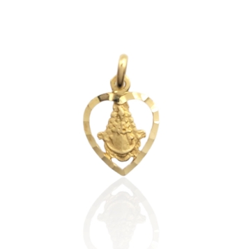 COLGANTE CORAZÓN VIRGEN DEL ROCIO ORO AMARILLO 18 KILATES 10X12 MILÍMETROS