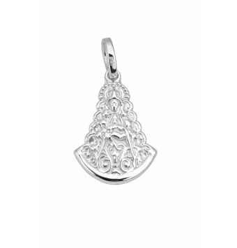 COLGANTE VIRGEN DEL ROCIO PLATA DE LEY 925 RELIEVE 13X18 MILÍMETROS