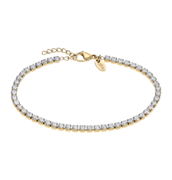 PULSERA LOTUS STYLE URBAN WOMAN MUJER LS2341-2/2 ACERO IP DORADO RIVIERE CIRCONITAS BLANCAS ANCHO 3 MILÍMETROS LARGO AJUSTABLE 1