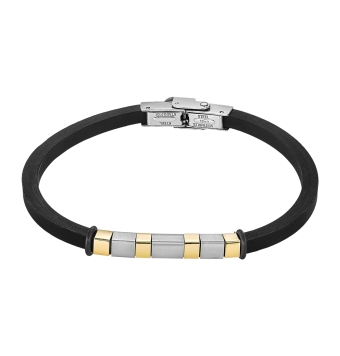 PULSERA LOTUS STYLE MEN LS2538-2/2 CAUCHO CUADRADO DE 4 MILÍMETROS  CON DETALLES A LOS LADOS LARGO AJUSTABLE