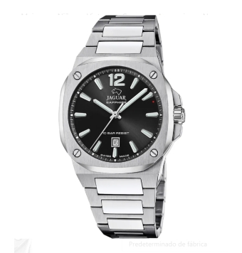 RELOJ JAGUAR HOMBRE ANALOGICO CAJA ACERO 41 MILÍMETROS ESFERA NEGRA CRISTAL ZAFIRO CADENA ACERO