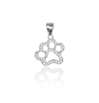 COLGANTE HUELLA PLATA DE LEY 925 BAÑO DE RODIO 15X12 MILÍMETROS CIRCONITAS BLANCAS