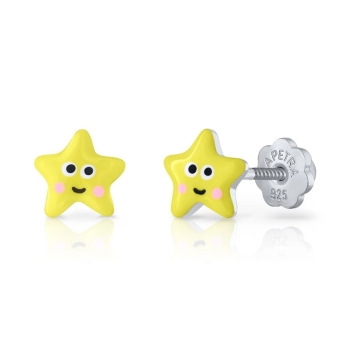 PENDIENTES LAPETRA ESTRELLA ESMALTE AMARILLO 7X7 MILÍMETROS CIERRE ROSCA