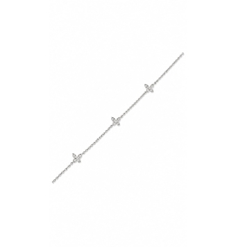 PULSERA MUJER PLATA DE LEY 925 3 MARIPOSAS CON CIRCONITAS BLANCAS 7X6 MILÍMETROS LARGO 16-20 CENTÍMETROS AJUSTABLE