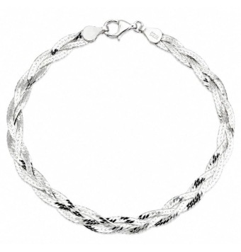 PULSERA MUJER PLATA DE LEY 925 ESLABÓN SERPIENTE PLANO BRILLO ANCHO 5 MILÍMETROS LARGO 20 CENTÍMETROS