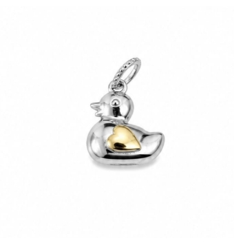 COLGANTE PLATA DE LEY 925 BICOLOR CHAPADO DORADO PATITO ALA EN FORMA DE CORAZÓN 20X12 MILÍMETROS