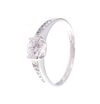 ANILLO MUJER ORO BLANCO 18 KILATES ESTILO SOLITARIO 2 MILÍMETROS CON CIRCONITAS EN EL BRAZO
