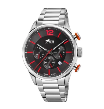 RELOJ LOTUS CRONÓGRAFO HOMBRE 18688/6 CADENA ACERO CAJA ACERO DIÁMETRO 44 MILÍMETROS ESFERACOLOR NEGRO INDICADORES EN ROJO CON C
