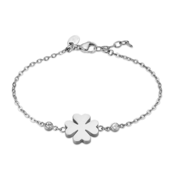 PULSERA LOTUS STYLE URBAN WOMAN MUJER LS2601-2/1 ACERO MOTIVO CUATRÉBOL Y DOS CHATONES CIRCONITAS BLANCAS LARGO AJUSTABLE 17-19