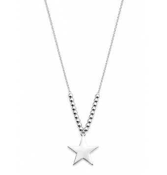COLLAR MUJER PLATA DE LEY 925 ESTRELLA 17 MILÍMETROS BOLAS LARGO 40-45 CENTÍMETROS AJUSTABLE