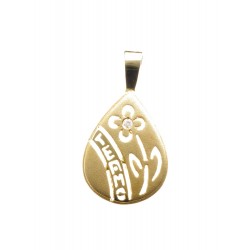 COLGANTE FORMA DE LAGRIMA TE AMO CON DETALLE DE FLOR Y UNA CIRCONITA ORO ALTO 16 MM