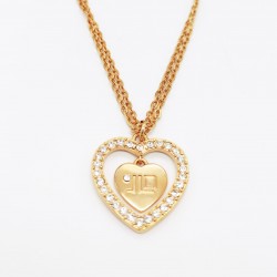 GARGANTILLA JLO RODIO CHAPADO DORADO CON COLGANTE DOBLE CORAZON CON CIRCONITAS LARGO AJUSTABLE 40 6 CENTIMETROS