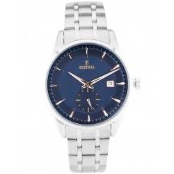 Reloj Festina hombre metal esfera azul 4 agujas
