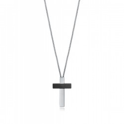 COLLAR VICEROY FASHION HOMBRE CADENA ACERO COLGANTE CRUZ ACERO 30X18 MILIMETROS PAVONADO NEGRO LARGO 50 CENTIMETROS (1)