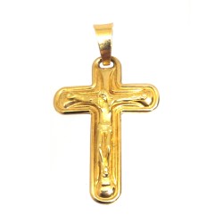 COLGANTE CRUZ CON CRISTO PLANA DE ORO AMARILLO