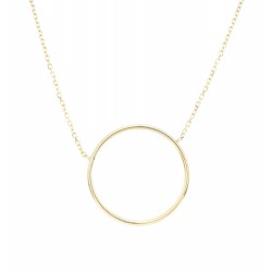 GARGANTILLA ORO AMARILLO CADENA FORZADA COLGANTE FORMA CIRCULO BRILLO LISA SIN PIEDRAS 42-43.5 CENTIMETROS (1)