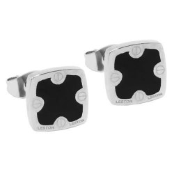 PENDIENTE ACERO 316 L. ESMALTE NEGRO 10 mm