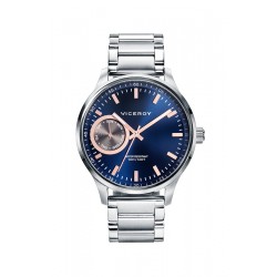 Reloj Viceroy multifuncion hombre cadena acero caja acero esfera azul con detalles color cobre