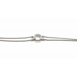 PULSERA PLATA DOBLE CADENA COLA DE RATÓN FORMA HEXÁGONO Y BOLAS LARGO 19 CM