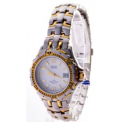 Reloj Orient Mujer cadena de acero y dorada esfera blanca